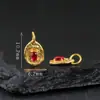 Prata 925 Banhada a Ouro Corindo Incrustado Pingente Pequeno Oval Acessório DIY Moda Novo Estilo Chinês Pingente Versátil