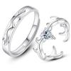 Yi Lu tiene tu anillo de pareja para hombre y mujer, anillo de pareja simple de plata esterlina con asta de ciervo para estudiantes, regalo de cumpleaños para la novia