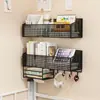 Estante de almacenamiento de pared para dormitorio de estudiantes, estante colgante adhesivo para dormitorio, organizador de pared para mesita de noche/sobre cama, cesta colgante sin perforaciones