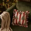 Capa de Almofada para Sofá Veludo Riscado Retro Estampa Simples de Natal Fronha Decoração de Quarto Fronha