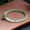Pulseira de Jade Hetian com Cor Degradê Água Clara e Design de Anel Liso, Apresentando um Anel Corrente, Pulseira Simples Feminina com Jade Hetian Degradê
