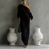 2026 Moda de Alta Gama para Mujer de Manga Larga Hombros Descubiertos Vestido Largo de Cintura Media Vestido Pulóver