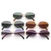 Gafas de Sol Ovaladas de Moda Estilo Nuevo, Gafas de Sol Personalizadas para Mujer, Gafas de Sol Sin Marco de Gama Alta, Transfronterizo