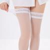 Medias de Rejilla con Encaje Estilo Japonés hasta la Rodilla, Blancas, Deseo Puro, Malla Fina, Transpirables, Medias Largas Caladas hasta el Muslo, En Stock