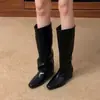 Calça bota conversível estilosa de duas maneiras para mulheres, tendência da moda coreana 2026, novo design de fivela de bico quadrado que aumenta a altura, botas de montaria fashion
