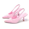 Zapatos de Mocasín con Punta Aguda de Estilo Europeo y Americano con Correa Trasera, Nuevas Sandalias de Tacón Alto de Gran Tamaño de Estilo Europeo y Americano al por Mayor