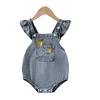 Ropa para niños Otoño Nuevo Bebé Niños Sol Bordado Bebé Niños y Niñas Denim Correa Hassel
