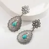 Brincos Pendentes Flor de Turquesa Estilo Étnico Boêmio Exagerado Moda Hemingway Joias Brincos de Design de Nicho