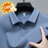 Nueva colección de primavera y otoño: Camiseta de manga larga holgada, ligera y elegante para hombre, de color liso y con un cuello polo clásico, adecuada para hombres de mediana edad en entornos de negocios casual.