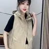 Colete Jaqueta de Trabalho Shanlida Diao Huo Feminino Novo Estilo Primavera e Outono Petite com Capuz Casual Colete Colete Tempo