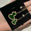 Collar Kirin Calabaza Roja para Mujer Oro Rosa 18K Esmeralda Verde Diseño Nicho Diamante Cadena Calabaza Doble Mujer