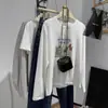 Nueva Camiseta de Algodón Puro de Manga Larga Estilo Hong Kong Súper Popular Otoño Moda Femenina Dulce y Picante Perezoso Interior Holgado Top Estampado