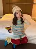 Otoño 2026 Ropa Nueva para Niños Estilo Coreano Ropa para Niños Conjunto de Suéter Fair Isle Retro para Niñas Chaleco + Pantalones Cortos