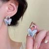 Bailando ~ aretes de botón de mariposa de cristal elegante de lujo ligero de alta gama para mujer ins nicho aretes exquisitos 2023 Nuevo