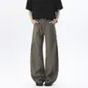 Novos Calças Casuais Masculinas de Designer 2026 Outono/Inverno High Street Plissadas de Perna Larga com Corte Curvo 100% Algodão com Toque de Luxo