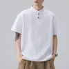 Roupas Masculinas Fengshe / Verão 2026 Nova Camiseta Masculina Gola Alta Pesada Manga Curta Solta Casual Tendência