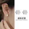 Aretes de plata S999 mini gancho para la oreja frescos simples pequeños aretes de tuerca de loto aretes de temperamento artístico femenino venta al por mayor para mujer