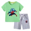 2026 Camiseta Infantil Masculina Verão Novo Estilo Manga Curta Roupa Infantil Estilo Coreano Algodão Calça Curta Feminina Conjunto de Duas Peças