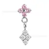 Binx Jewelry F136 Aleación de Titanio Flor de Ciruelo Rombo de Cuatro Diamantes Circonita Pendientes de Aro Colgantes Accesorios Universales