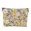 Nova Bolsa de Cosméticos de Linho Densa Impermeável com Textura de Mármore Floral Portátil para Viagem Bolsa de Lavar Bolsa para Guardar Troco e Joias