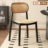 Sillas de Plástico Rattan para Uso Doméstico, Sillas de Comedor Apilables, Sillas de Ocio con Respaldo, Sillas para Apartamentos Pequeños