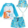 Traje de Banho Infantil Masculino Duas Peças Personalizado Desenho Animado Fofo Proteção Solar Secagem Rápida Calção de Natação Bebê Coreano Bebê Ins