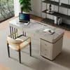 Escritorio y Silla de Pizarra de Lujo Ligero Estilo Italiano de Gama Alta para Uso en Casa, Escritorio de Escritura para Computadora Minimalista Moderno para Apartamentos Pequeños, Oficina Nórdica
