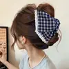Presilha de rabo de cavalo suave e elegante com laço e fita, presilha de cabelo de alta qualidade para mulheres, presilha tipo tubarão estilo coreano
