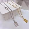 Collar de Marca Cuadrado de Barra Pequeña de Oro Afortunado Rico para Mujer Lujo Ligero Nicho Acero de Titanio Cadena Clavicular 2022 Nueva Moda No se Desvanece