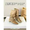 Versión de cuero genuino~Botas vintage de punta con pliegues y tacón de bloque para mujer, botas altas hasta la rodilla con aumento interno de altura, botas de montar de caña alta adelgazantes