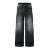 Pantalones vaqueros lavados y desgastados para hombre, estilo punk high street, pantalones dad, pantalones rectos casuales holgados de pierna ancha