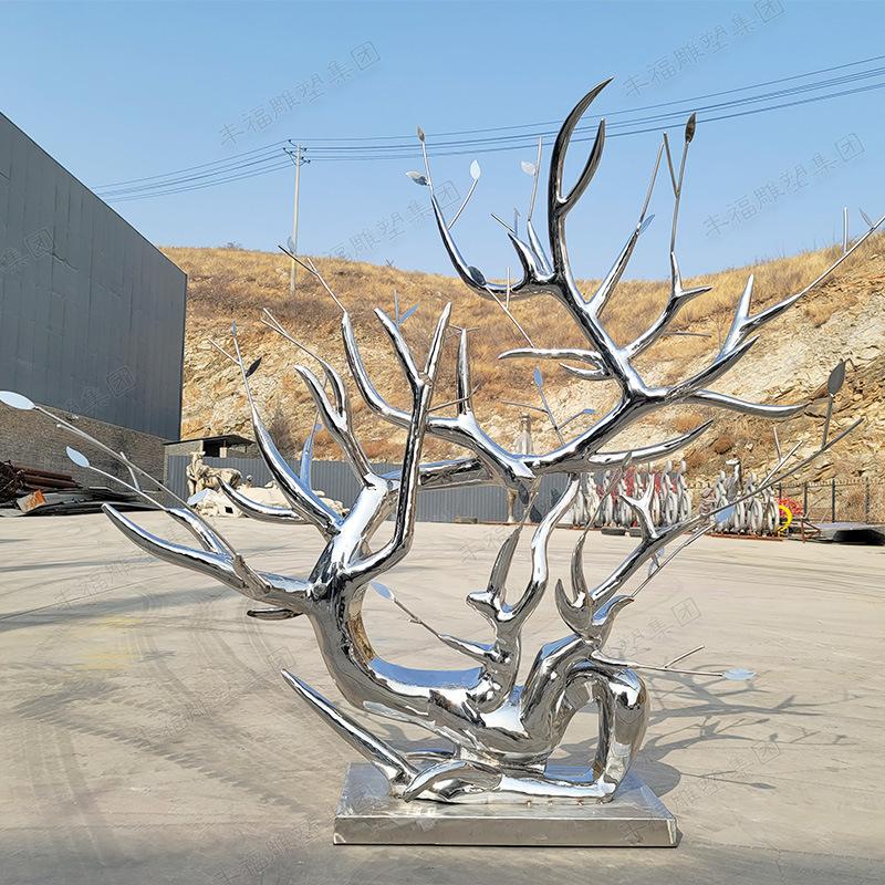 酒店装饰不锈钢树雕塑