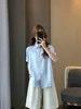 Zedaijiayi 26ª Nova Coleção Primavera/Verão Estilo Minimalista Mistura de Linho 30% Tencel Gola Lapela Cor Sólida Camisa de Manga Curta para Mulheres