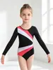 Novo collant de dança e ginástica para meninas transfronteiriço, macacão de treino de cheerleading de secagem rápida e alta elasticidade, com mangas compridas e curtas emendadas