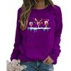 Sudadera para Mujer de Comercio Exterior 2025 Patrón de Estampado de Letras de Halloween Navidad Top de Cuello Redondo