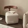 Taburete de Maquillaje de Madera Maciza Nórdico Diseñador Creativo con Respaldo Taburete para Cambiar Zapatos Lujo Ligero Sensación de Gama Alta Taburete para Beber Té Taburete Bajo Casual