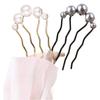 Elegante Horquilla de Perlas Horquilla de Placa de Cuatro Dientes Peineta Estilo Nacional Accesorios para el Cabello Simples Tocado Antiguo Horquilla de Cuentas Combinable