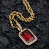 Hip-hop moda marca cor quadrado sólido retro pingente colar Personalidade Diamante ins Vento acessórios novo atacado