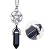 Joyería transfronteriza europea y americana personalizada collar con colgante de cristal de columna hexagonal combinable Collar multicapa para mujer de Luna hueca