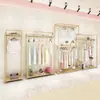 Estante de exhibición de ropa de piso a piso para hombres y mujeres, estante de exhibición de pared con combinación de gabinete alto de doble capa, estante para ropa