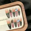 Uñas Portátiles Hechas a Mano Gama Alta Lujo Ligero Estilo Francés Otoño Invierno Corazón Ojo de Gato Dulce Fresco Temperamento Blanqueamiento Oscuro Manicura Uñas Postizas
