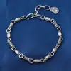 Plata de Ley S925 Cuentas de Melón Cuentas Cilíndricas Vajra Mortero Pulsera Pulsera Retro Antigua de Paz y Alegría Pulsera Joyería
