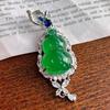Pingente de Cabacinha de Calcedônia Verde Natural Tipo Vidro Lustroso Verde Imperial Pequeno e Exquisito para Mulheres, Jade Ágata
