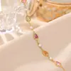 Yiluyin Pulsera de Plata de Ley S925 Chapada en Oro Turmalina Vintage Lujo Ligero Forma de Calabaza Perla de la Fortuna Patrón de Diente Joyería de Plata al por Mayor