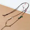 Cordón para colgante hecho de cuero encerado hecho a mano con colgante de jade dorado, estilo elegante y artístico, adecuado tanto para hombres como para mujeres, cordón para el cuello ajustable
