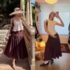 DestacadoYuran 26 Nueva Colección de Principios de Otoño: Vestido Negro Pequeño Brillante Ligeramente Arrugado con Capa de Nylon Plisado Doble Capa Hinchado