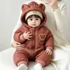 Macacão Quente Infantil Outono Inverno Roupas Infantis Bebê Plus Veludo Espessado à Prova de Vento Manga Longa Macacão Fofo Desenho Animado