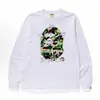 Suministro transfronterizo, venta al por mayor de comercio exterior, camiseta de manga larga de marca de moda BAPE con cabeza de mono, top pesado de tiburón, camiseta interior
