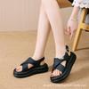 Sandalias de Cuero Genuino con Tira Cruzada y Suela Gruesa 2024 Verano Nueva Llegada Moda Combinable Cómodas Combinables Suela de Plataforma Sandalias Romanas