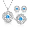 Bestseller transfronterizo de transmisión en vivo europea y americana: Pendientes, anillos, collares y conjuntos de joyería de piedras preciosas de colores con incrustaciones de circonita y diamantes completos